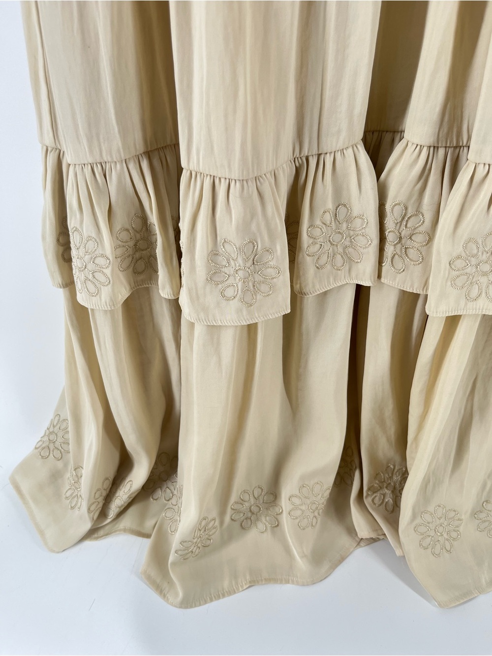Joie Beige Tiered Maxi Skirt with Embroidered Trim - Picture 8 of 8